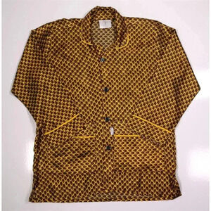 Wafflesncream Nigerian Skate Brand Silk Button-Up Robe Shirt Large